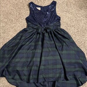 Navy and Green Plaid Kids Dress